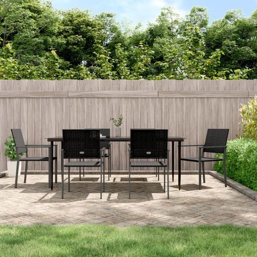 vidaXL 3-tlg. Garten-Essgruppe mit Kissen Poly Rattan und Stahl