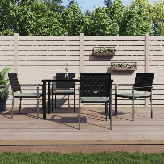vidaXL 3-tlg. Garten-Essgruppe mit Kissen Poly Rattan und Stahl