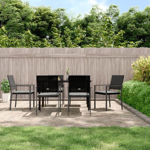 vidaXL 3-tlg. Garten-Essgruppe mit Kissen Poly Rattan und Stahl
