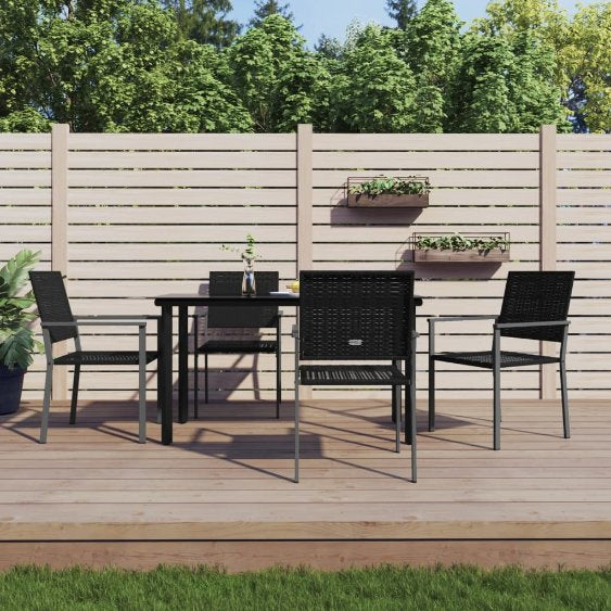 vidaXL 3-tlg. Garten-Essgruppe mit Kissen Poly Rattan und Stahl