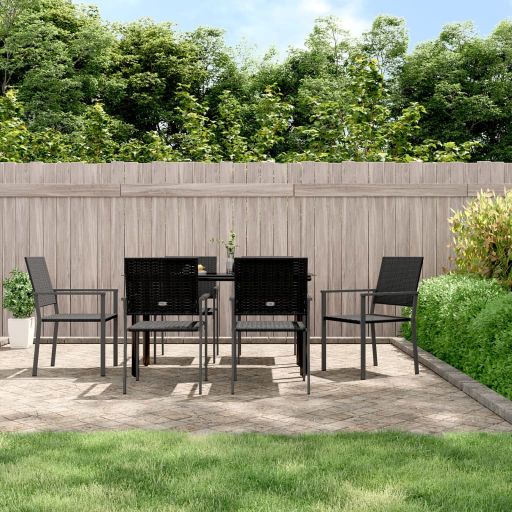 vidaXL 3-tlg. Garten-Essgruppe mit Kissen Poly Rattan und Stahl
