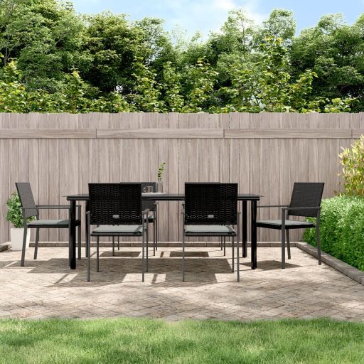 vidaXL 3-tlg. Garten-Essgruppe mit Kissen Poly Rattan und Stahl