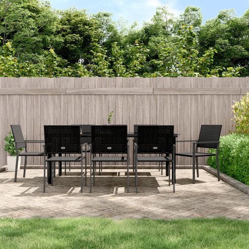 vidaXL 3-tlg. Garten-Essgruppe mit Kissen Poly Rattan und Stahl