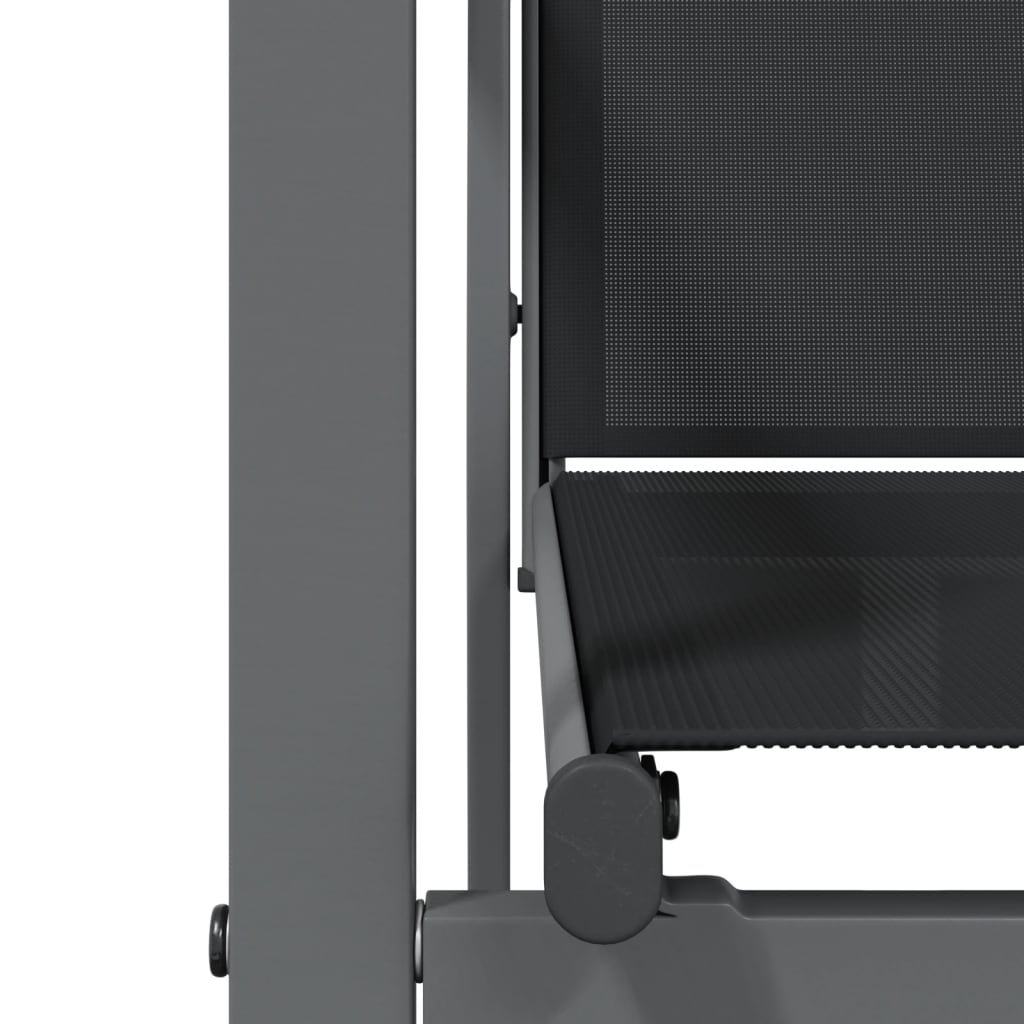 vidaXL 3-tlg. Garten-Essgruppe Schwarz Textilene und Stahl