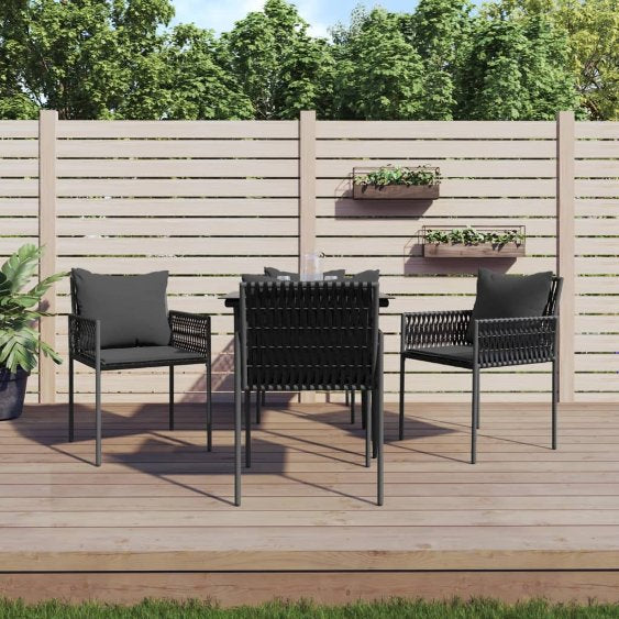 vidaXL 3-tlg. Garten-Essgruppe mit Kissen Poly Rattan und Stahl