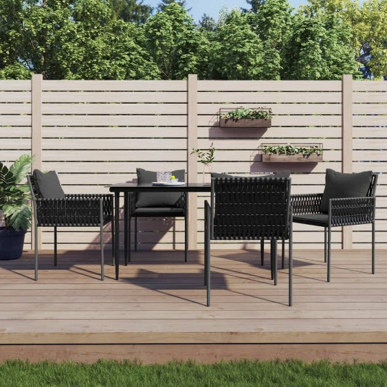 vidaXL 3-tlg. Garten-Essgruppe mit Kissen Poly Rattan und Stahl
