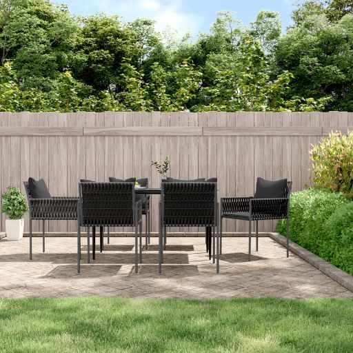 vidaXL 3-tlg. Garten-Essgruppe mit Kissen Poly Rattan und Stahl