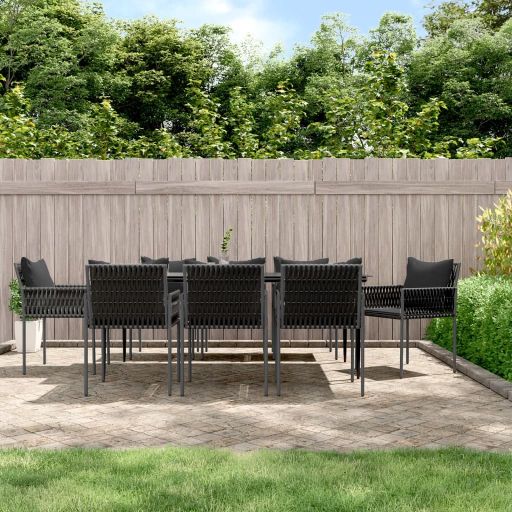 vidaXL 5-tlg. Garten-Essgruppe mit Kissen Poly Rattan und Stahl