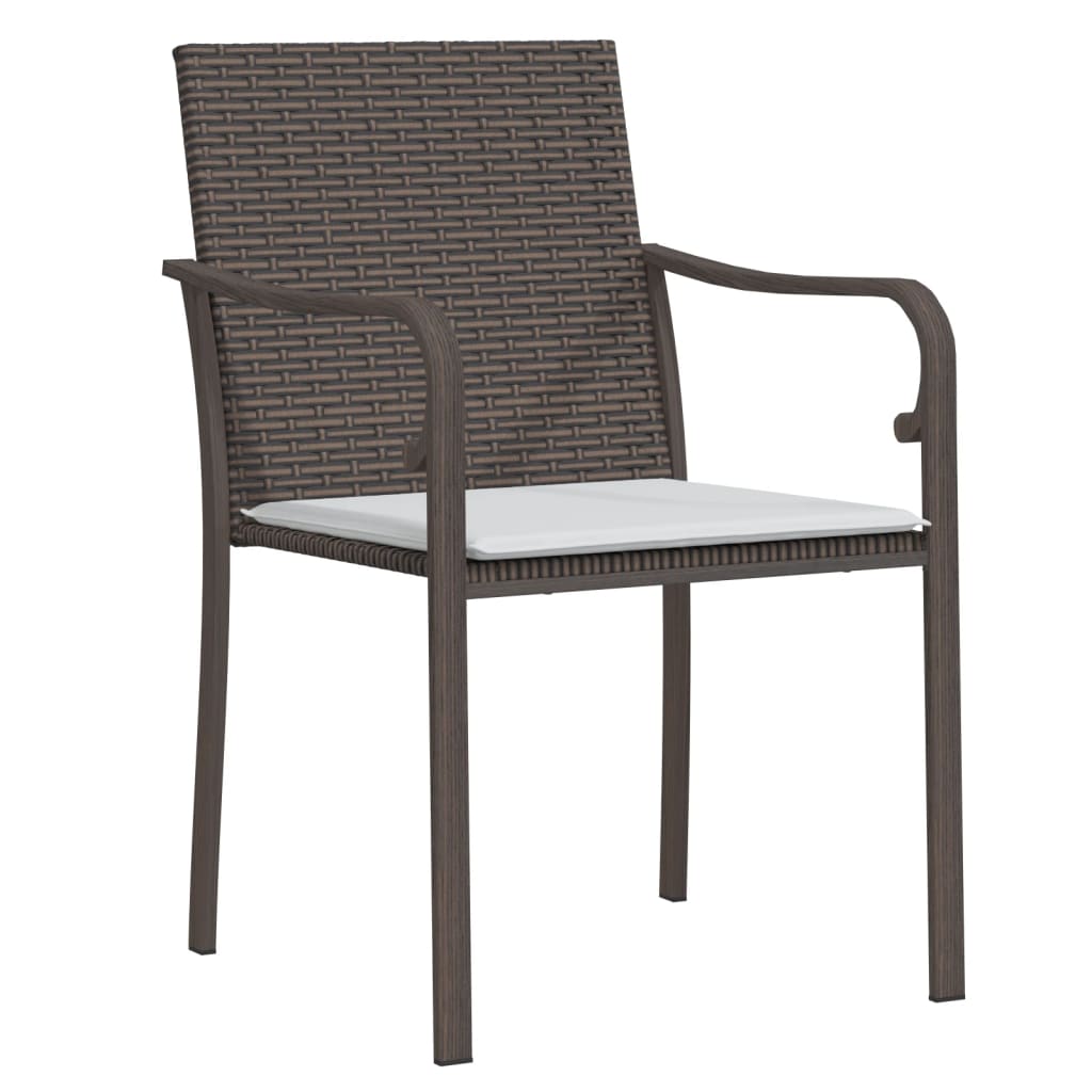 vidaXL Gartenstühle mit Kissen 4 Stk. Braun 56x59x84 cm Poly Rattan