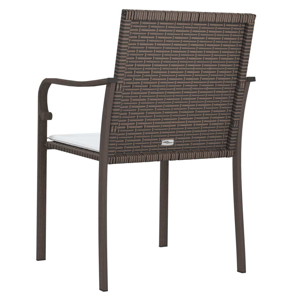 vidaXL Gartenstühle mit Kissen 4 Stk. Braun 56x59x84 cm Poly Rattan