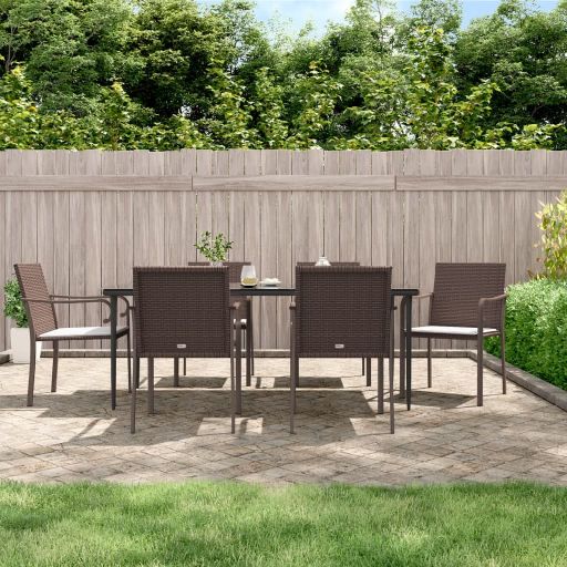 vidaXL Gartenstühle mit Kissen 4 Stk. Braun 56x59x84 cm Poly Rattan