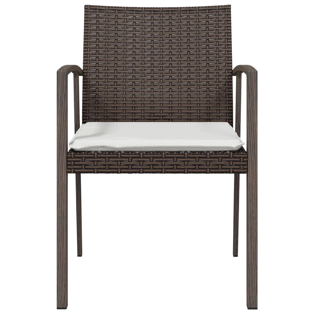 vidaXL Gartenstühle mit Kissen 4 Stk. Braun 56,5x57x83 cm Poly Rattan