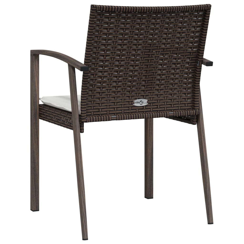 vidaXL Gartenstühle mit Kissen 4 Stk. Braun 56,5x57x83 cm Poly Rattan
