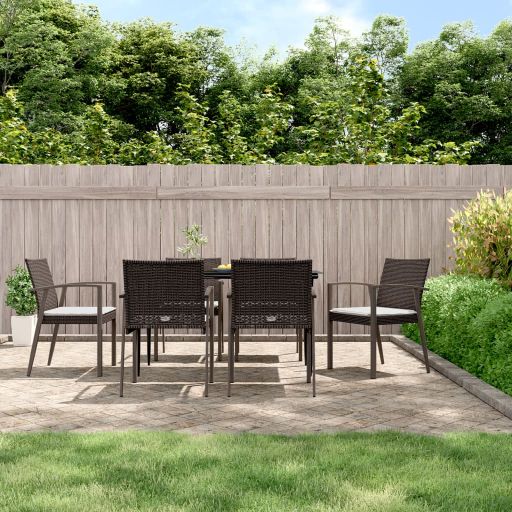 vidaXL Gartenstühle mit Kissen 4 Stk. Braun 56,5x57x83 cm Poly Rattan