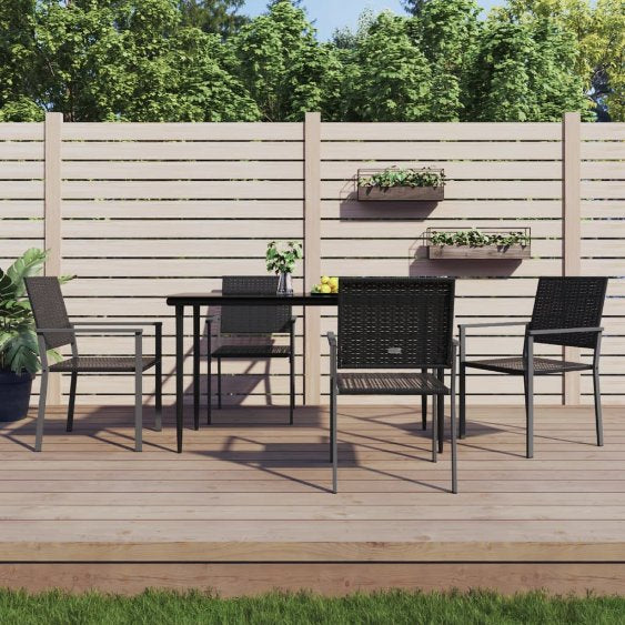 vidaXL Gartenstühle mit Kissen 4 Stk. Schwarz 54x62,5x89cm Poly Rattan