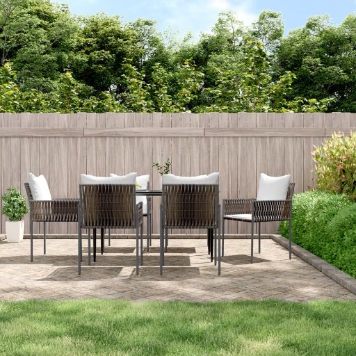 vidaXL Gartenstühle mit Kissen 4 Stk. Braun 54x61x83 cm Poly Rattan