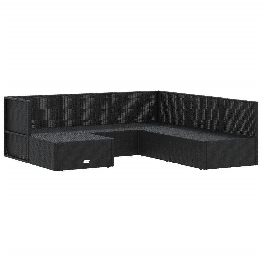vidaXL 6-tlg. Garten-Lounge-Set mit Kissen Schwarz Poly Rattan