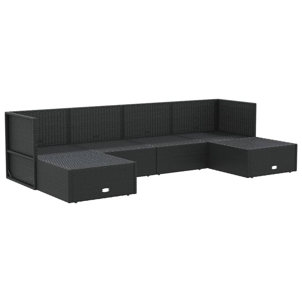 vidaXL 6-tlg. Garten-Lounge-Set mit Kissen Schwarz Poly Rattan