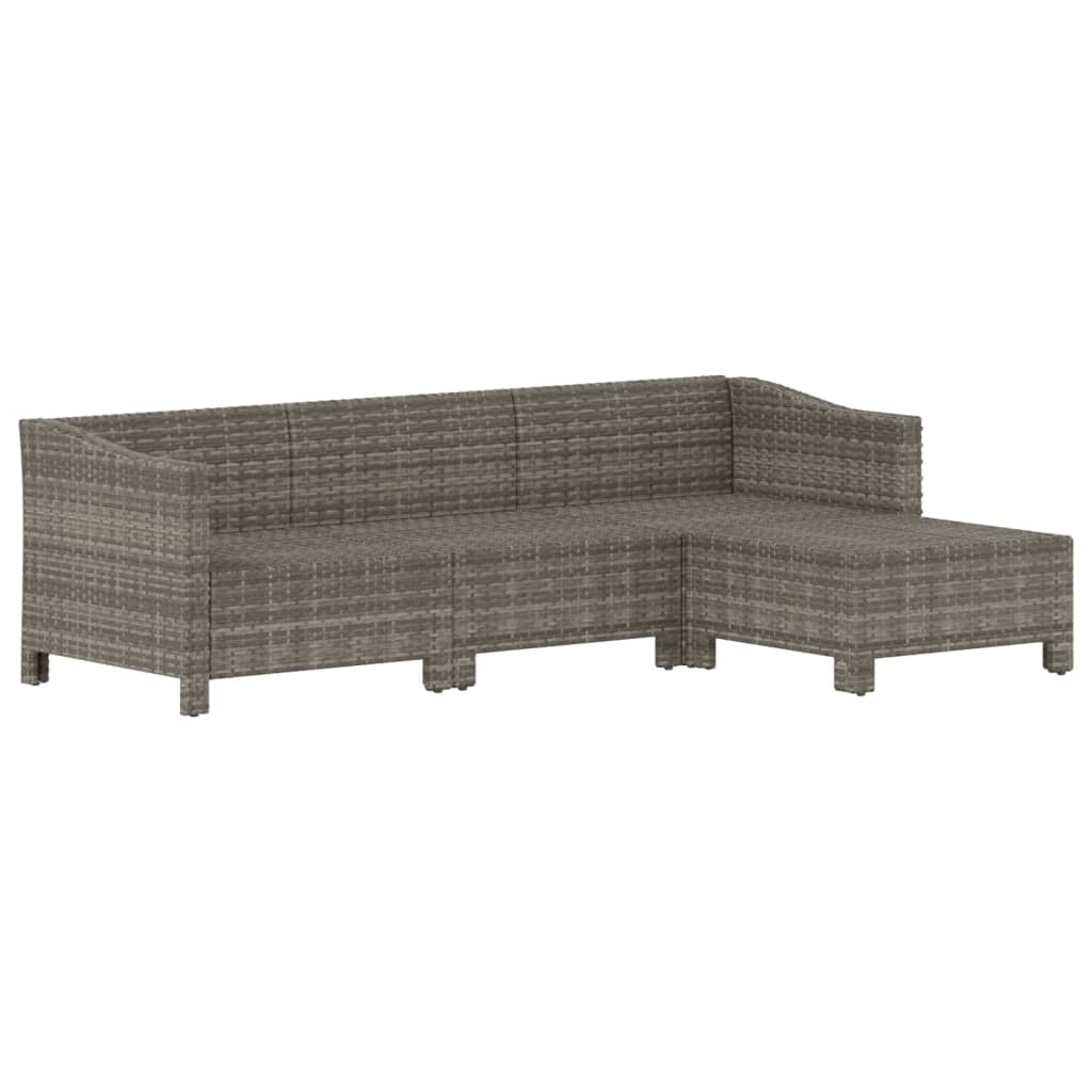 vidaXL 4-tlg. Garten-Lounge-Set mit Kissen Grau Poly Rattan