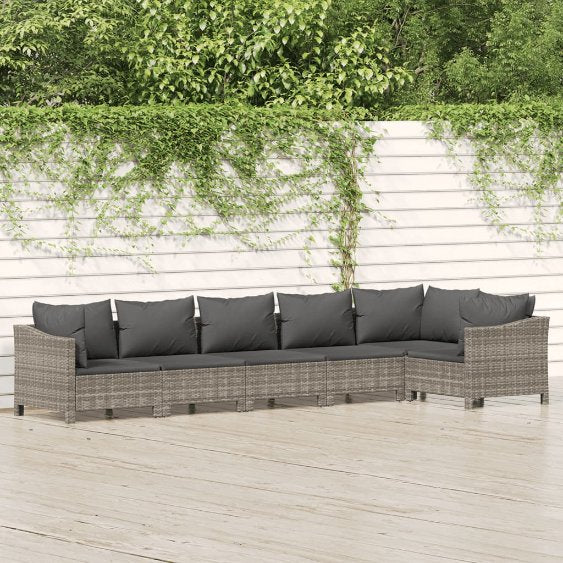 vidaXL 4-tlg. Garten-Lounge-Set mit Kissen Grau Poly Rattan