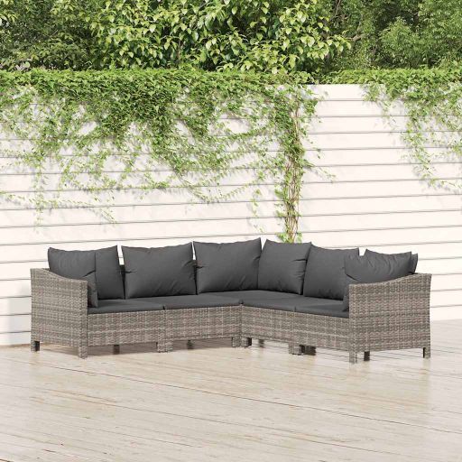 vidaXL 6-tlg. Garten-Lounge-Set mit Kissen Grau Poly Rattan