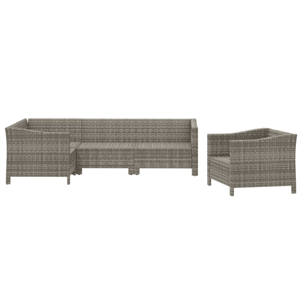 vidaXL 5-tlg. Garten-Lounge-Set mit Kissen Grau Poly Rattan