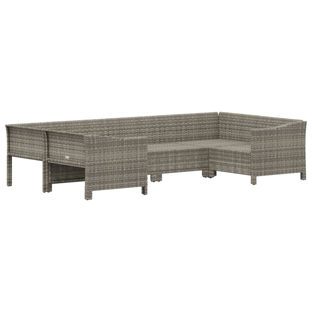 vidaXL 6-tlg. Garten-Lounge-Set mit Kissen Grau Poly Rattan