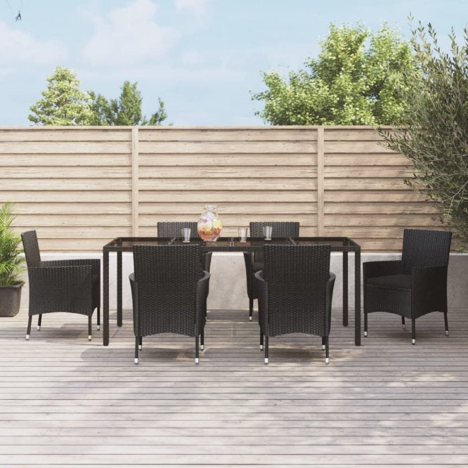 vidaXL 5-tlg. Garten-Essgruppe mit Kissen Schwarz Poly Rattan
