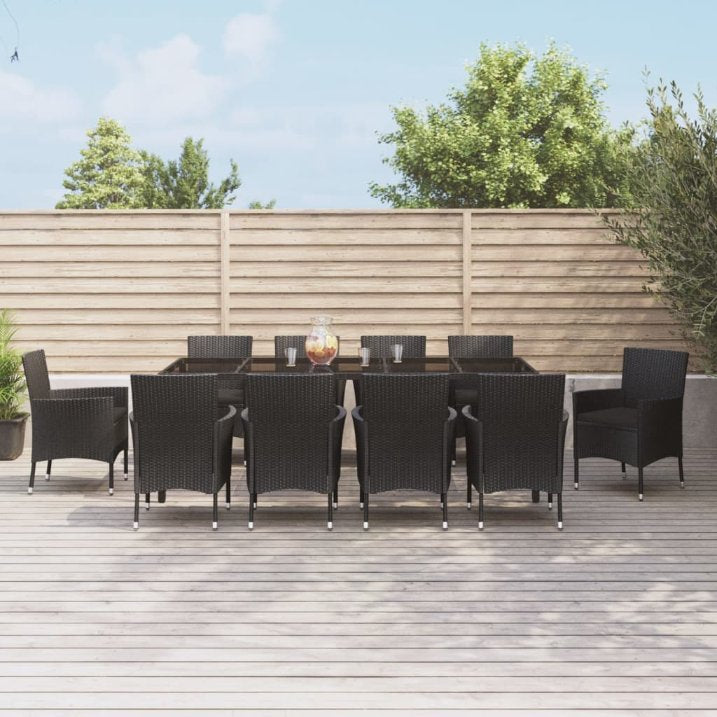 vidaXL 5-tlg. Garten-Essgruppe mit Kissen Schwarz Poly Rattan