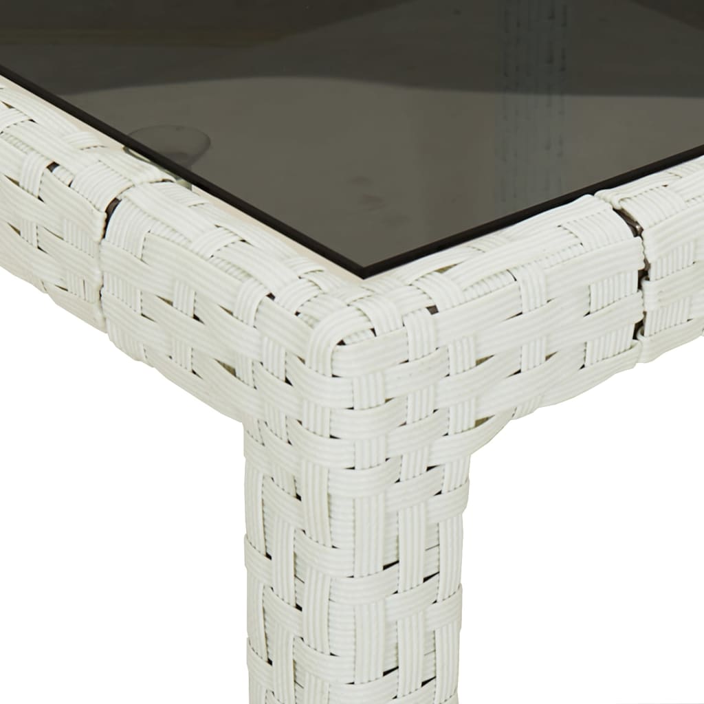 vidaXL 5-tlg. Garten-Essgruppe mit Kissen Weiß Poly Rattan