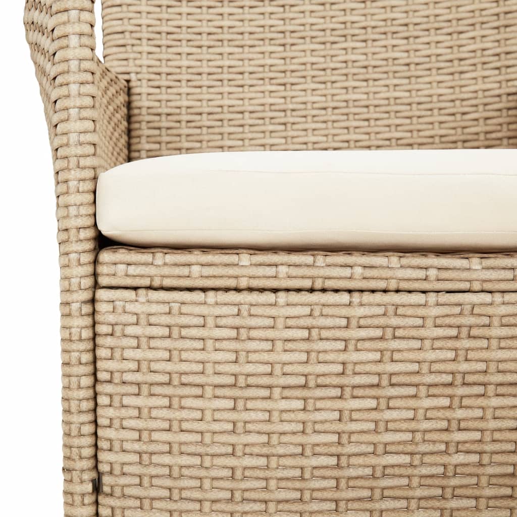vidaXL 3-tlg. Garten-Essgruppe mit Kissen Beige Poly Rattan