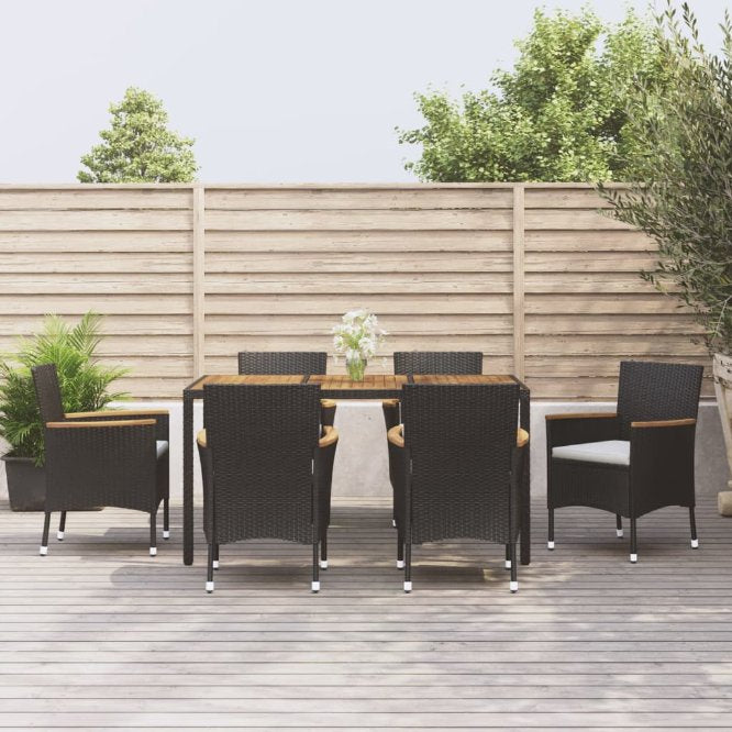 vidaXL 3-tlg. Garten-Essgruppe mit Kissen Schwarz Poly Rattan