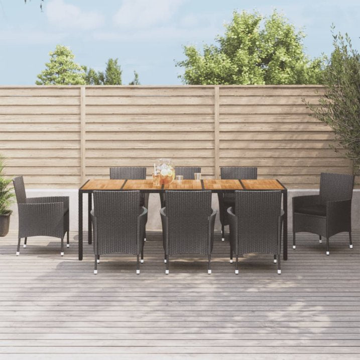 vidaXL 5-tlg. Garten-Essgruppe mit Kissen Schwarz Poly Rattan