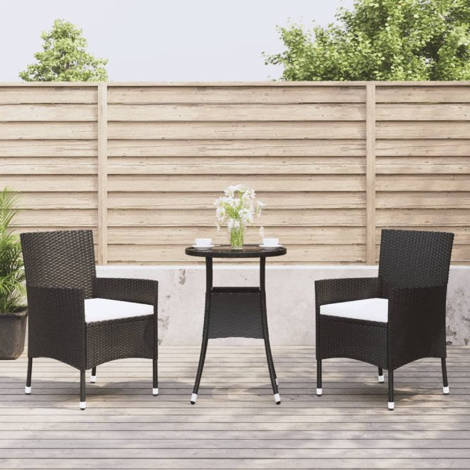 vidaXL 3-tlg. Garten-Bistro-Set mit Kissen Braun Poly Rattan