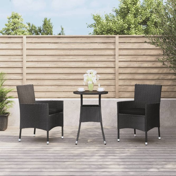 vidaXL 3-tlg. Garten-Bistro-Set mit Kissen Braun Poly Rattan