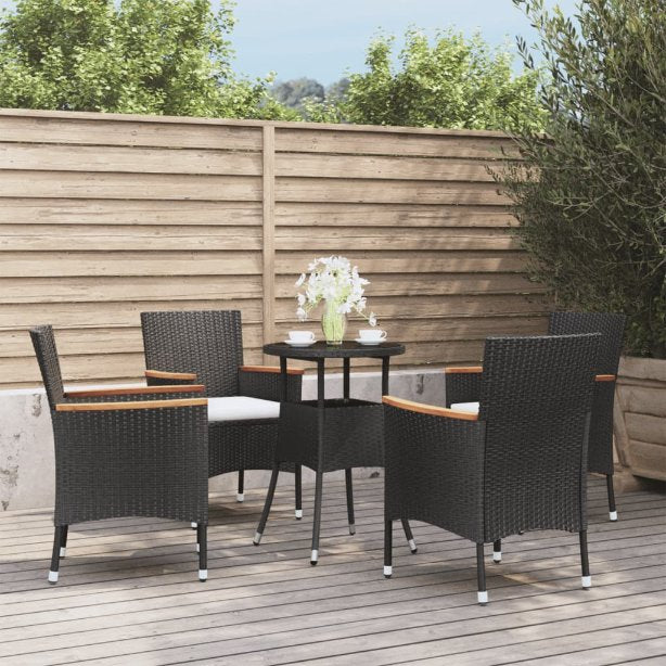 vidaXL 3-tlg. Garten-Bistro-Set mit Kissen Braun Poly Rattan