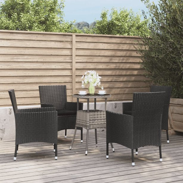 vidaXL 3-tlg. Garten-Bistro-Set mit Kissen Braun Poly Rattan
