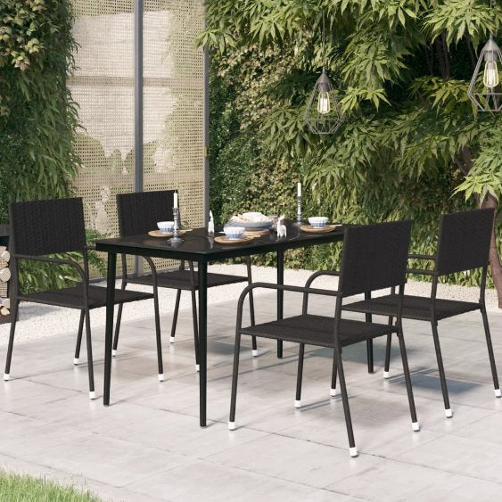 vidaXL Garten-Esstisch Schwarz 200x100x74 cm Stahl und Glas