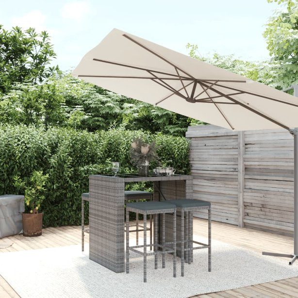 vidaXL 5-tlg. Gartenbar-Set mit Kissen Schwarz Poly Rattan