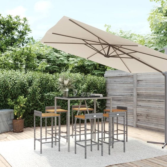 vidaXL 3-tlg. Gartenbar-Set Schwarz Poly Rattan & Massivholz Akazie