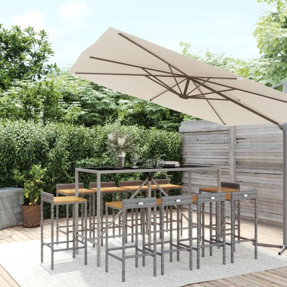 vidaXL 3-tlg. Gartenbar-Set Schwarz Poly Rattan & Massivholz Akazie