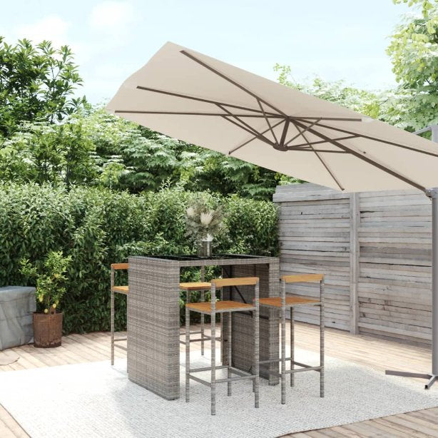 vidaXL 5-tlg. Gartenbar-Set Schwarz Poly Rattan & Massivholz Akazie