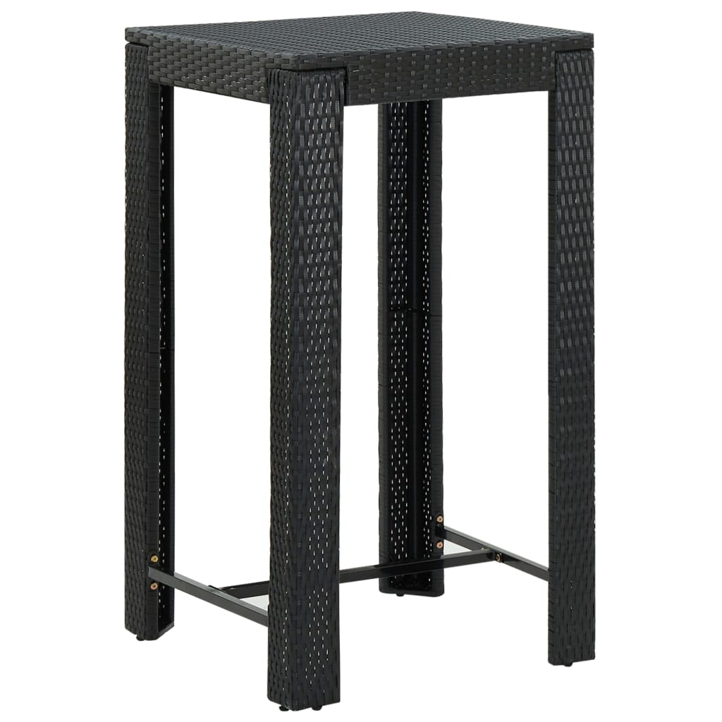 vidaXL 3-tlg. Gartenbar-Set Schwarz Poly Rattan & Massivholz Akazie
