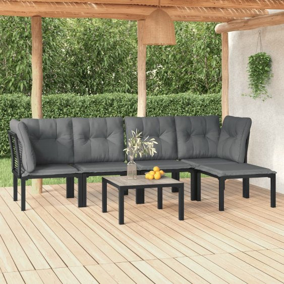 vidaXL 4-tlg. Garten-Lounge-Set Schwarz und Grau Poly Rattan