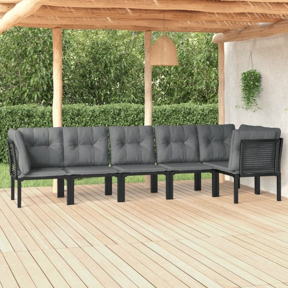 vidaXL 4-tlg. Garten-Lounge-Set Schwarz und Grau Poly Rattan