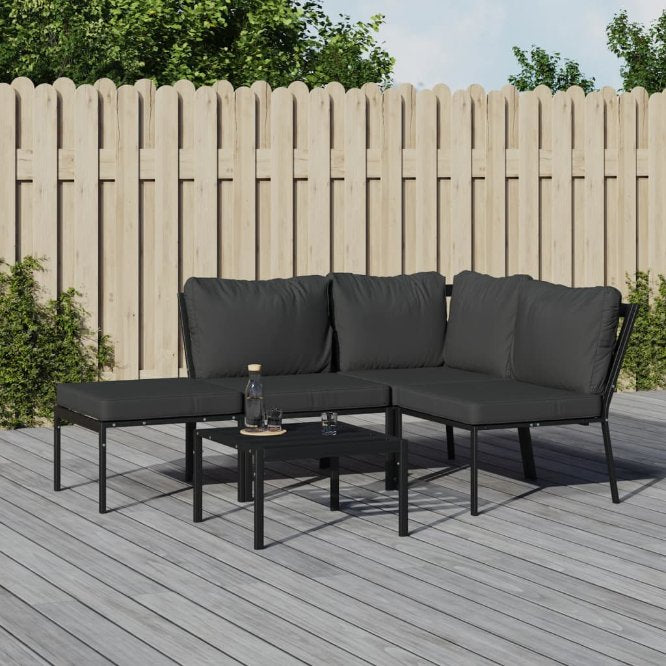 vidaXL 6-tlg. Garten-Lounge-Set mit Grauen Kissen Stahl