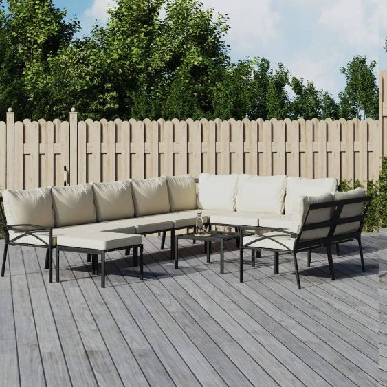 vidaXL 6-tlg. Garten-Lounge-Set mit Grauen Kissen Stahl