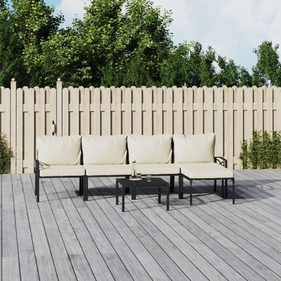 vidaXL 6-tlg. Garten-Lounge-Set mit Grauen Kissen Stahl