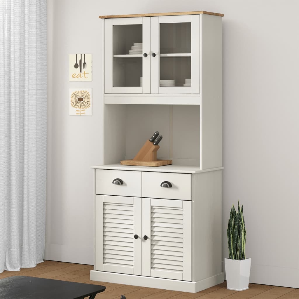 vidaXL Highboard VIGO Weiß 78x40x175 cm Massivholz Kiefer