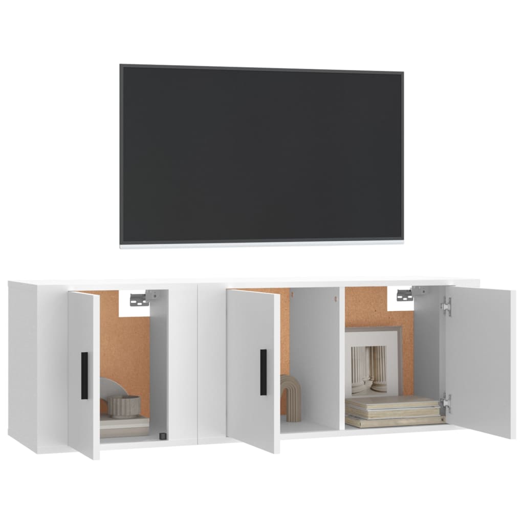 vidaXL 2-tlg. TV-Schrank-Set Weiß Holzwerkstoff